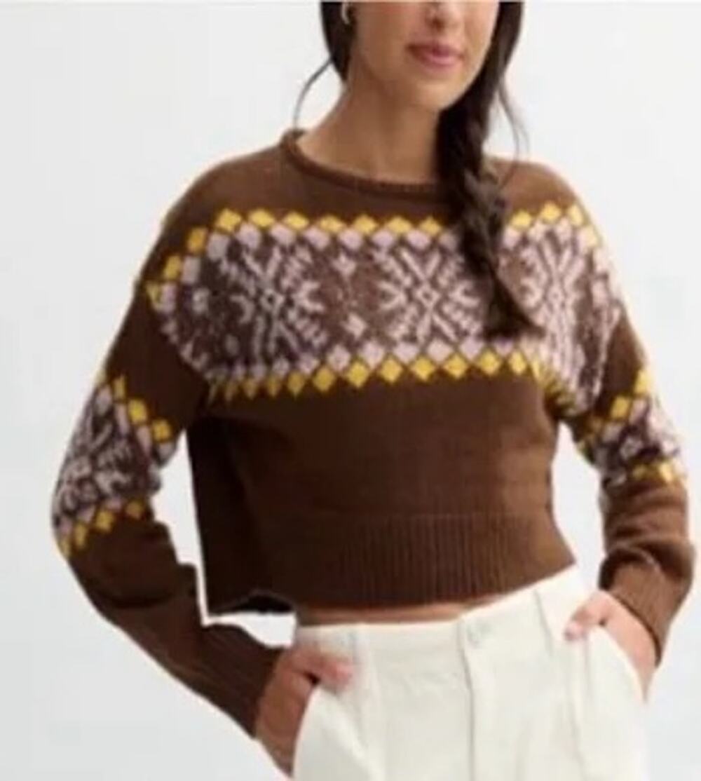 SO Shine Fair Isle Cropped Sweater - M